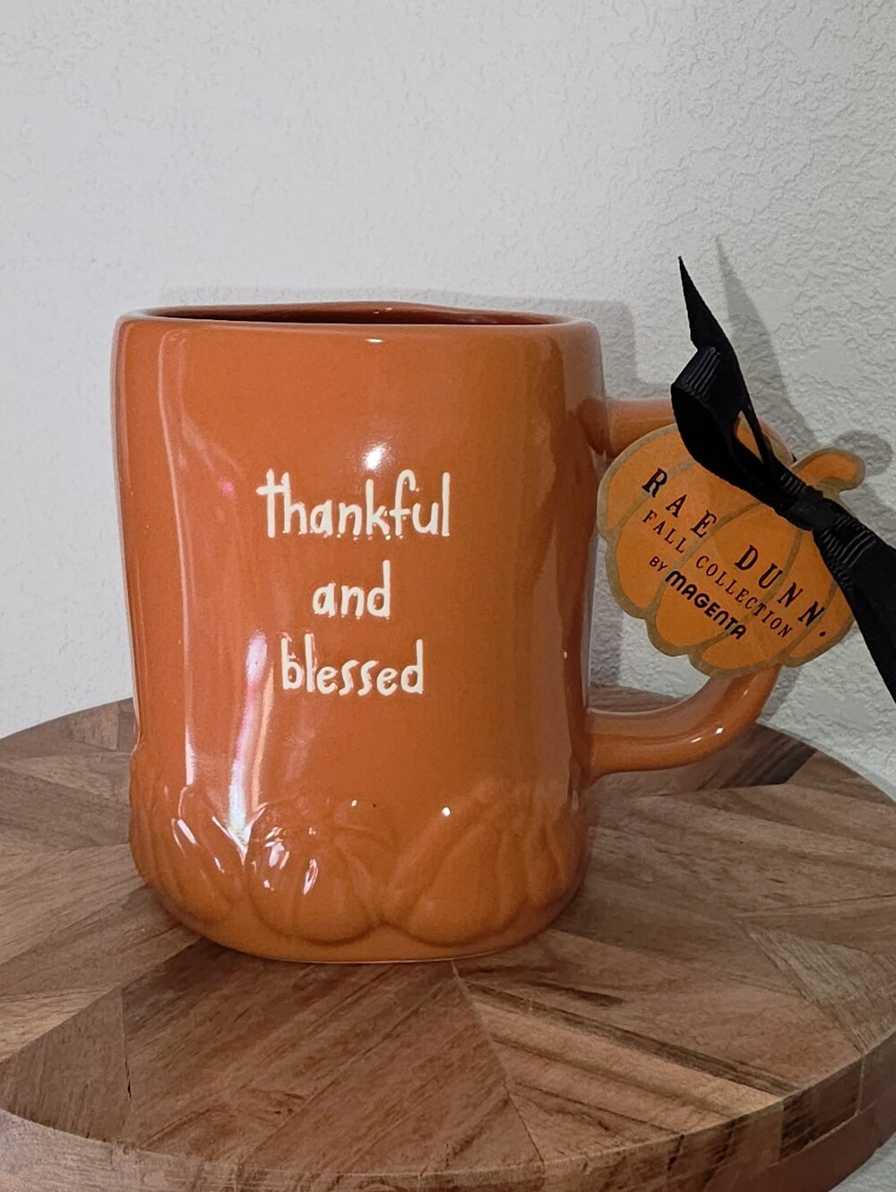 Rae Dunn Orange "thankful and blessed" Ceramic Fall Mug
